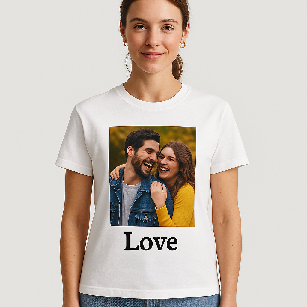 Custom Photo T-Shirt with Your Text – Personalized Gift for Family, Pets, or Friends